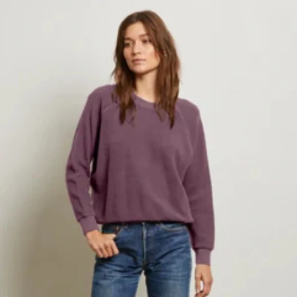 NWT Ziggy-Plum-reverse fleece shrunken crew neck sweatshirt - Picture 2 of 7